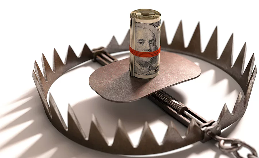 bear trap with money as bait