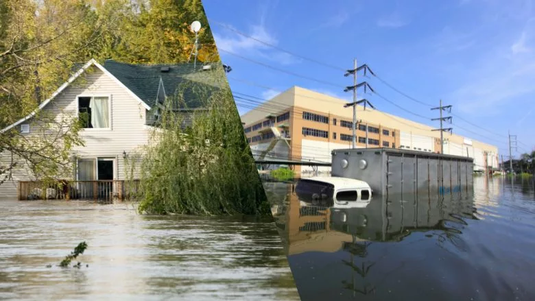 flooded residential property vs. flooded commercial property