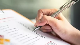 Checking a hazardous material checklist