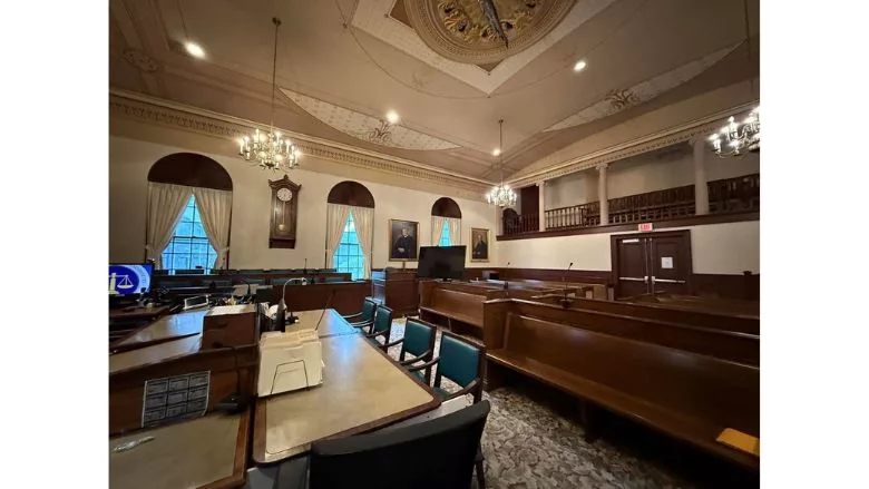 Photo of County Courthouse from inside the court house