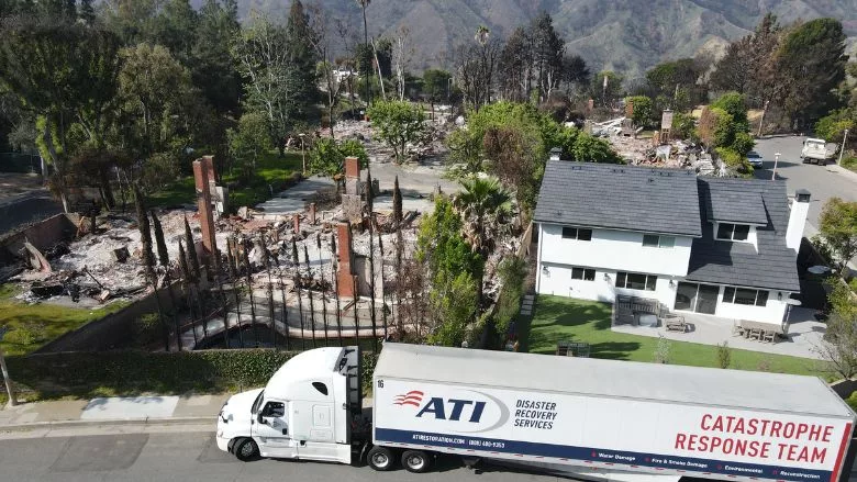ATI ERT at LA Wildfire with Aerial Shot