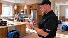 man using Rebuild AI platform in the field