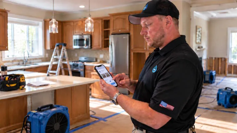 man using Rebuild AI platform in the field