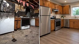 House fire before and after