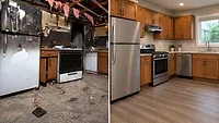 House fire before and after