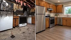 House fire before and after