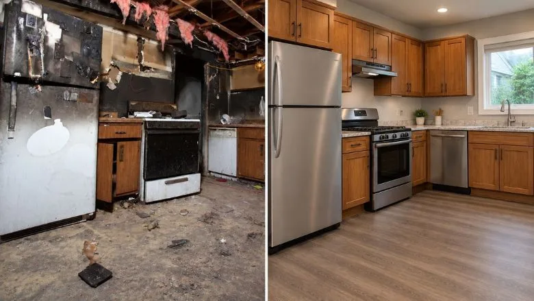 House fire before and after House fire before and after