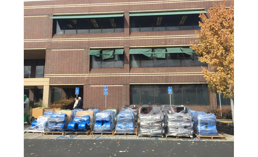 Dozens of hydroxyl generators and air movers are brought to a commercial loss in California.