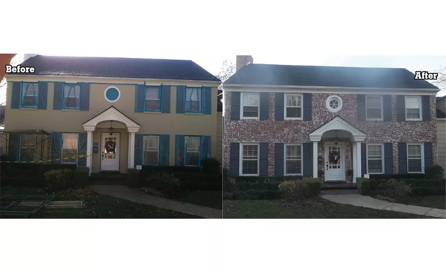 Soda blasting brick home