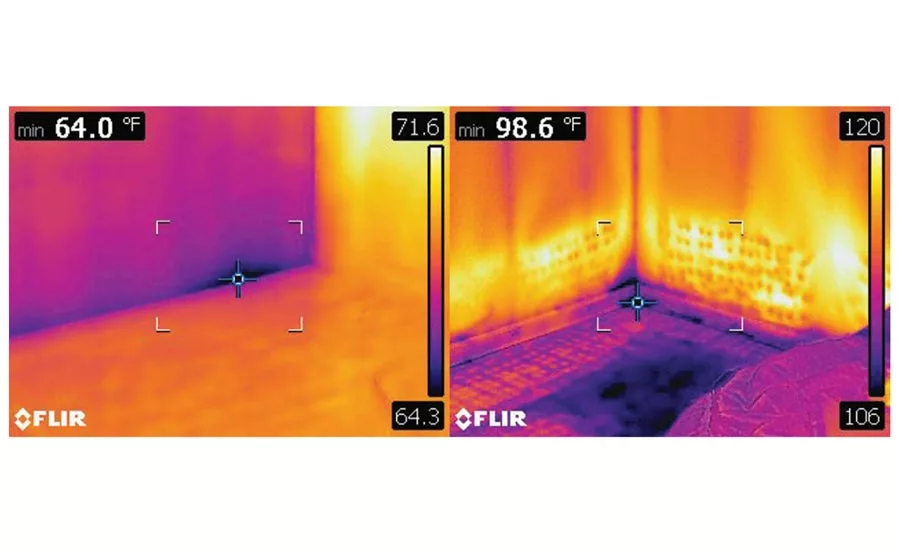IR camera snapshots show the internal walls of a flood house