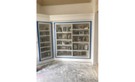 Bookshelves containing collectibles and precious family items were carefully closed off 