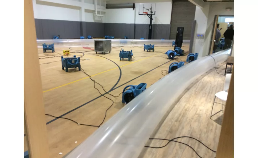 The gym floor was effectively dried in just a few days.