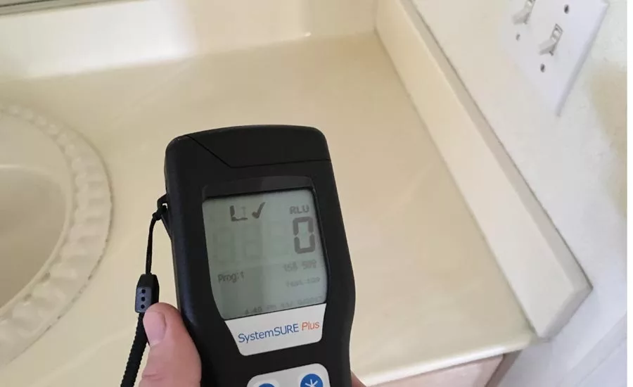 After remediation, ATP meter readings like these show the cleaning and forensic restoration work is complete.