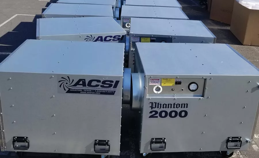 One of many air scrubber deliveries to a job site.