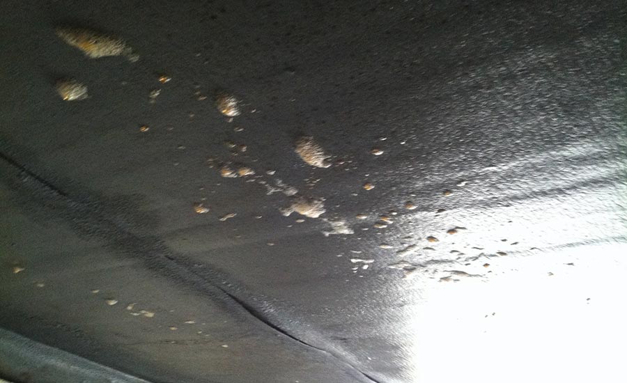 Chemical residue on the ceiling.