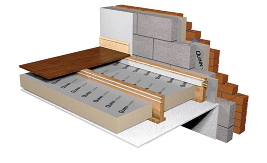Suspended timber ground floor insulated between timber joists