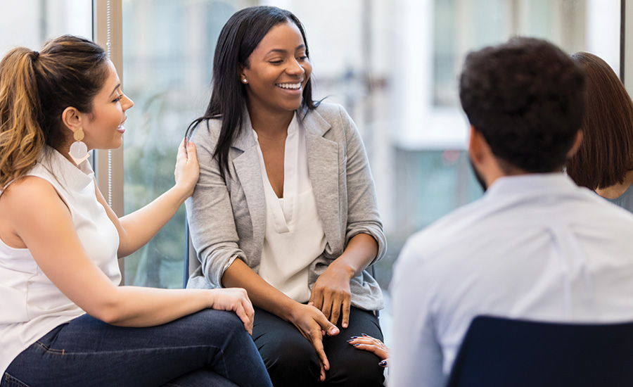 three women talking