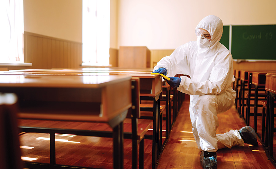 person cleaning a room