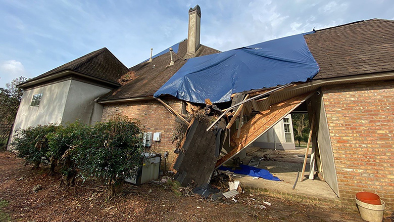 home damaged in Hurricane Ida