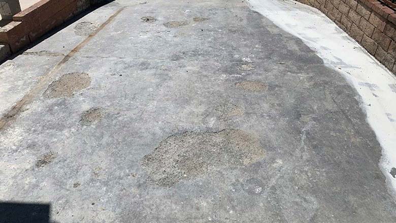 Spalling of a driveway after a motorhome fire