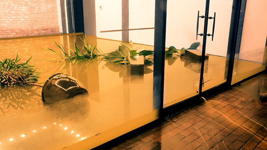 flooded office