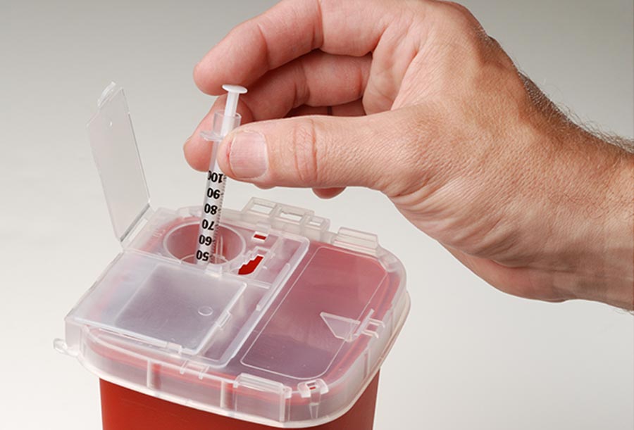 disposing a used syringe