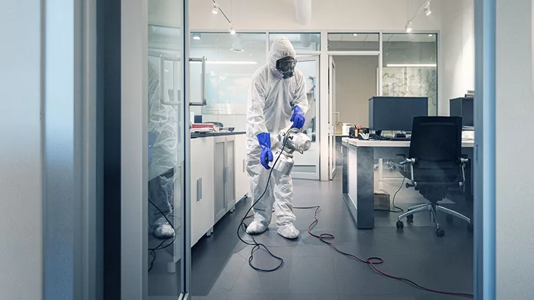 Professional spray and sanitation of a corporate office