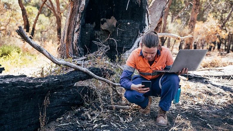 scientific environmental conservationist working to collect data