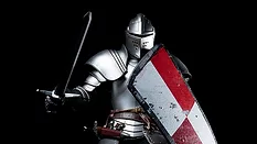 Attacking knight with sword and shield