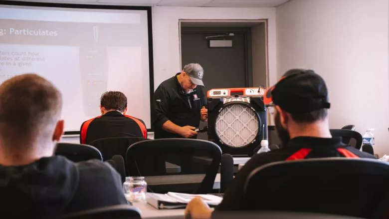 particle count hands-on demonstration of a HEPA filter