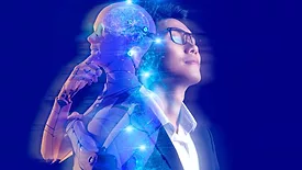 Businessman and robot 