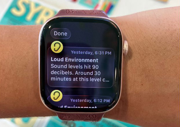 Apple Watch detection of 90+ dBA in loud environment