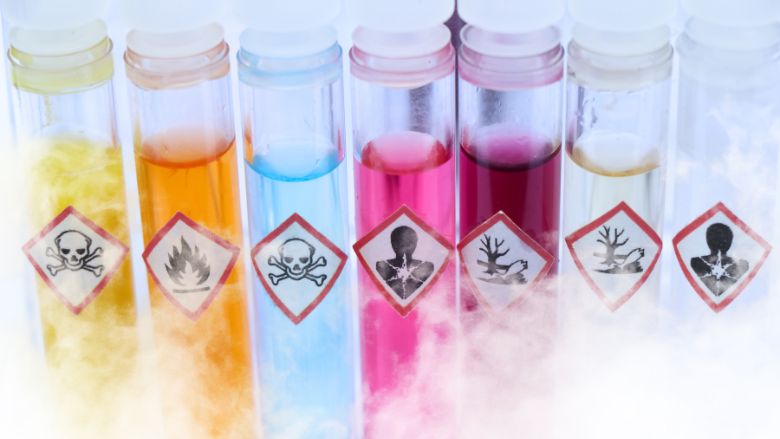toxic chemicals in test tubes