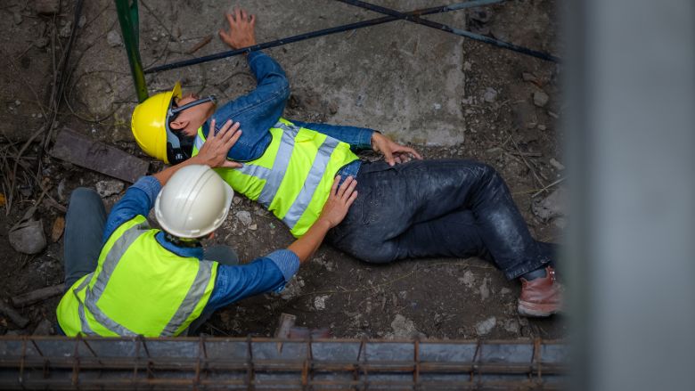 builder falls from a scaffold at a construction site
