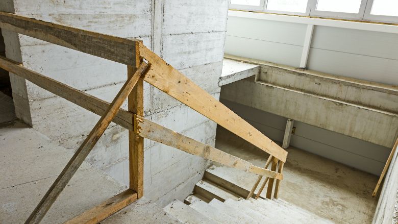 unfinished staircase in new building