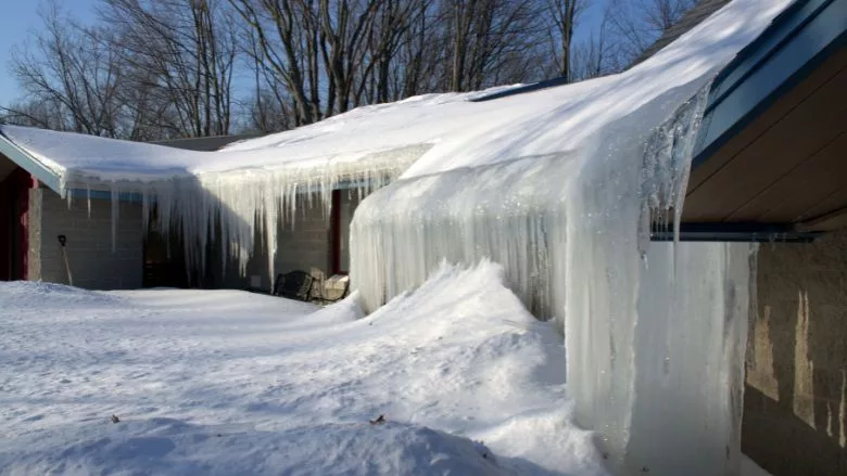 ice hanging from roof