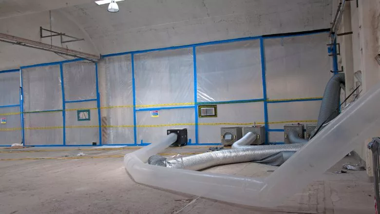 Asbestos removal in a factory 