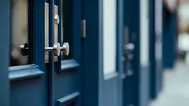 Blue wooden French Doors
