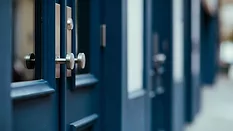 Blue wooden French Doors