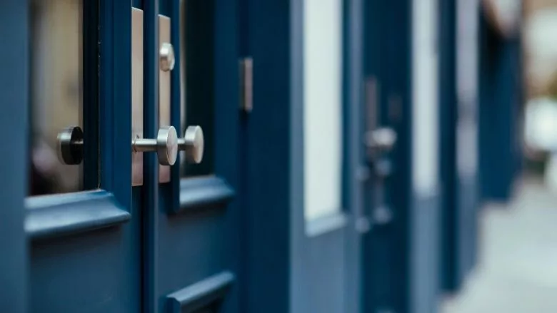 Blue wooden French Doors