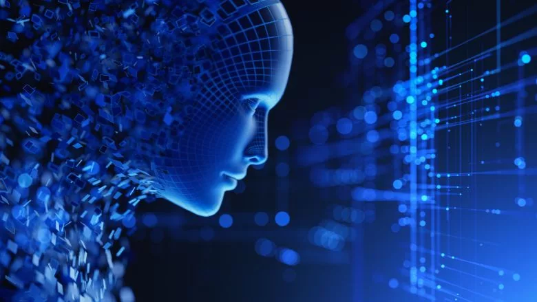 Human Face Avatar with AI Artificial Intelligence and Digital Grid