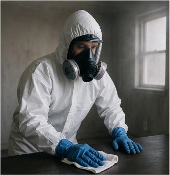 technician wiping a surface to remove contaminants