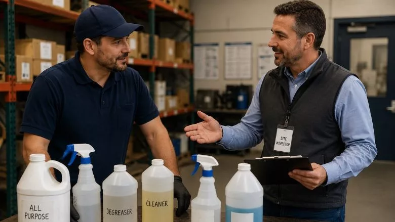 Inspector on jobsite discovers improperly labeled chemicals