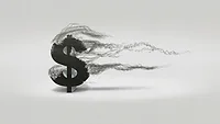 Dollar sign blowing away Dollar sign blowing away