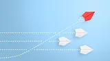 red paper airplane on a growth trajectory red paper airplane on a growth trajectory