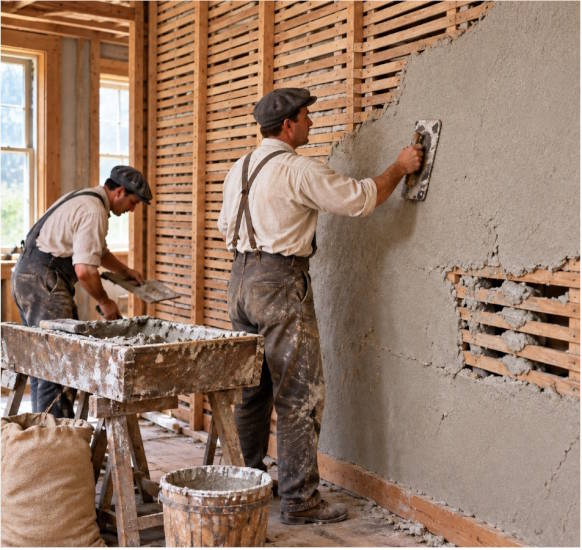 wood lath and plaster in the early 20th century
