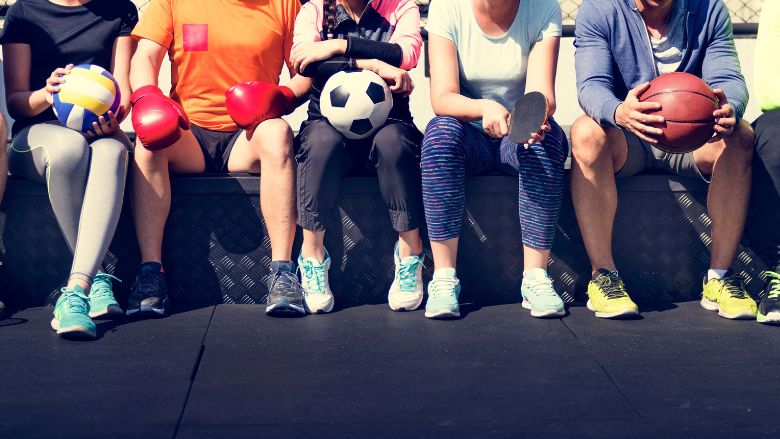 Group of athletes sitting together
