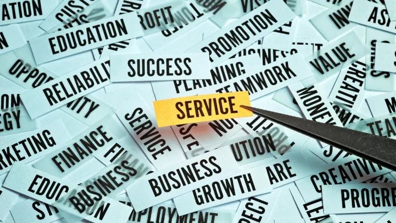 paper with "service" typed on it