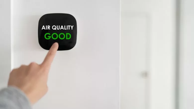 touchscreen verifying air purifier filter at GOOD 
